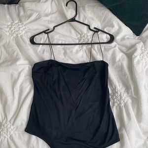 Black straight across bodysuit